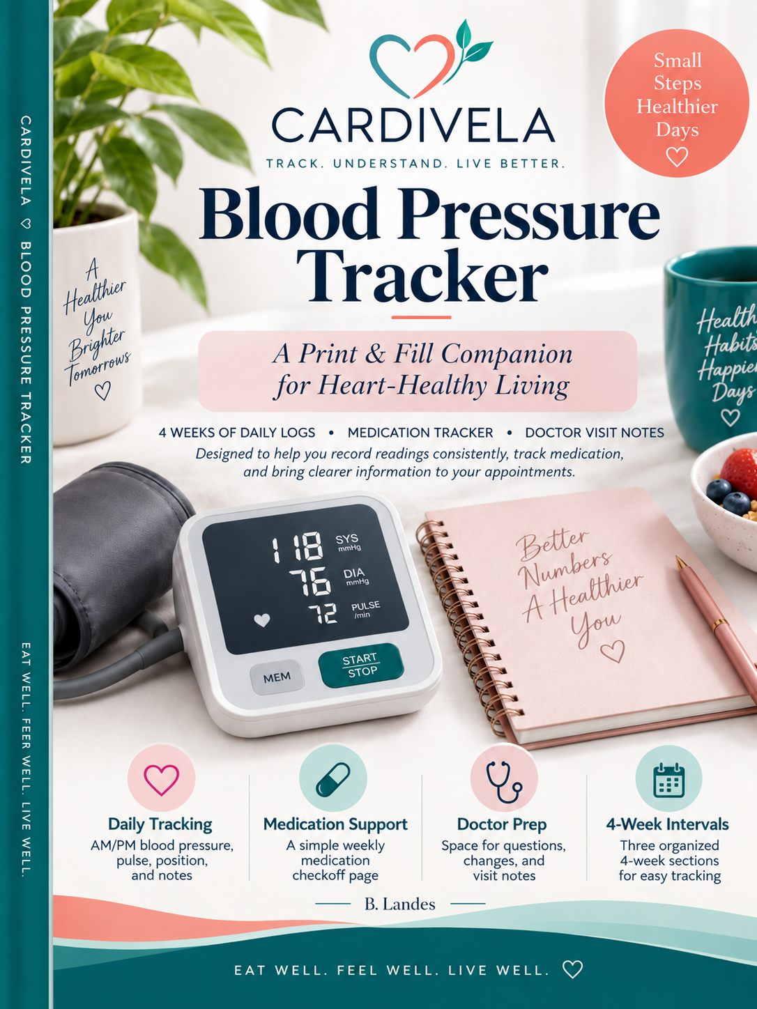 Cardivela Blood Pressure Tracker journal cover